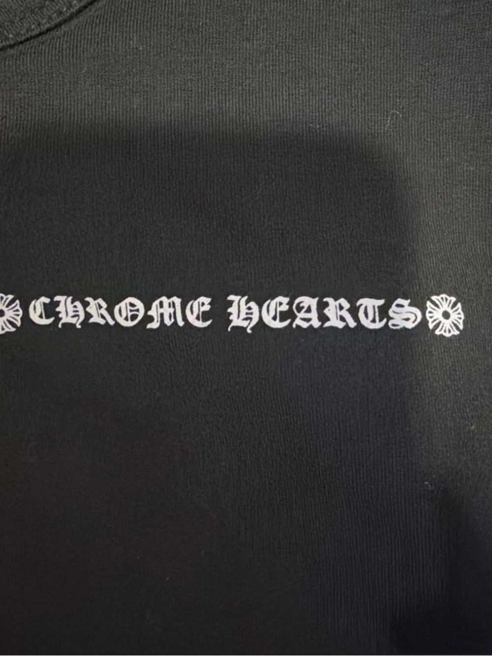 Chrome Hearts Black Crop Top with White Gothic Logo